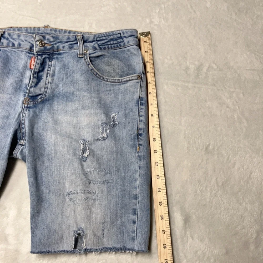 DSQUARED2 Denim Shorts Distressed Cut Offs Jorts Blue Mens 36 (Fit 34x9) Italy